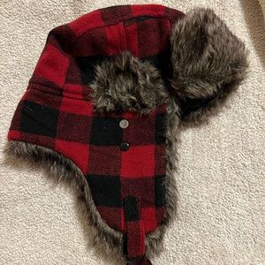 Buffalo check trapper hat